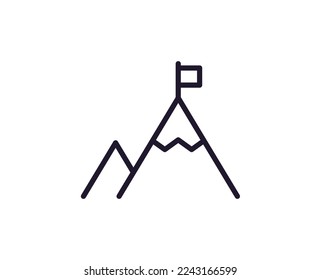 Mountain concept. Single premium editable stroke pictogram perfect for logos, mobile apps, online shops and web sites. Vector symbol isolated on white background. 