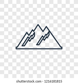 Mountain concept vector linear icon isolated on transparent background, Mountain concept transparency concept in outline style