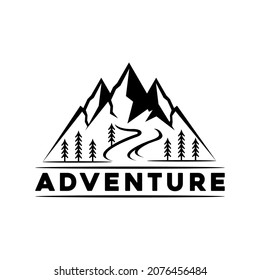 mountain conifer fir evergreen for adventure outdoor logo design