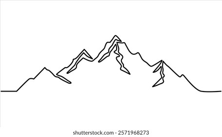 Mountain continuous one line art drawing vector illustration