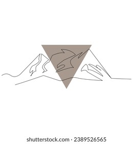 Mountain continuous single line outline vector art illustration
