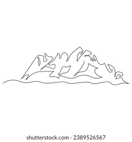 Mountain continuous single line outline vector art illustration