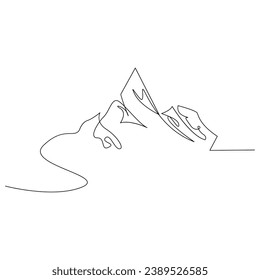 Mountain continuous single line outline vector art illustration
