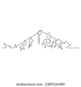Mountain continuous single line outline vector art illustration