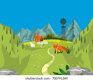 Mountain countryside vector illustration