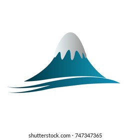 mountain covered with snow logo web banner with curved decoration isolated background
