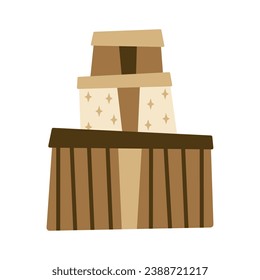 Mountain of craft gift boxes for Christmas, New Year or birthday. Flat design element.
