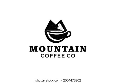 Mountain and Cup of Cofee logo Design