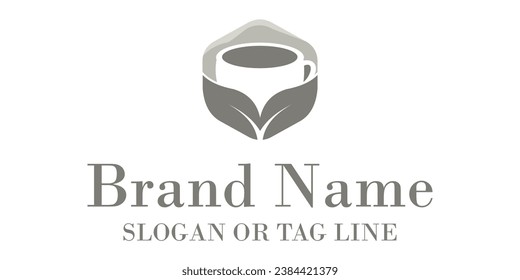 mountain, cup and leaf icon