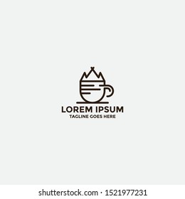 mountain cup logo designs concept. Coffee restaurant logo template - vector