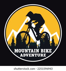 Mountain Cycling Emblem Patch Logo Poster Label Vector Illustration Retro Vintage Badge Sticker And T-shirt Design