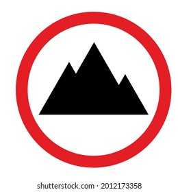 Mountain danger outline vector icon. Attention symbol. Restriction sign. Prohibition element. Caution label. Flat simple line design illustration.