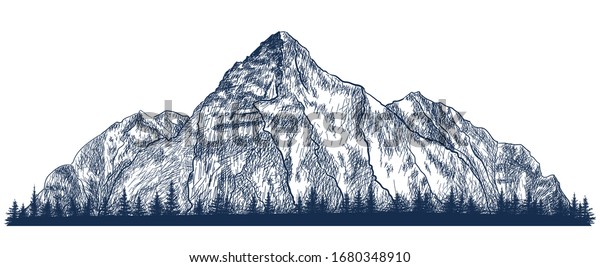 Image Vectorielle De Stock De Aube De Montagne Dessin De L Everest 1680348910