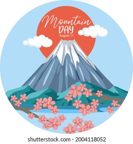 Mountain Day banner with Mount Fuji isolated illustration