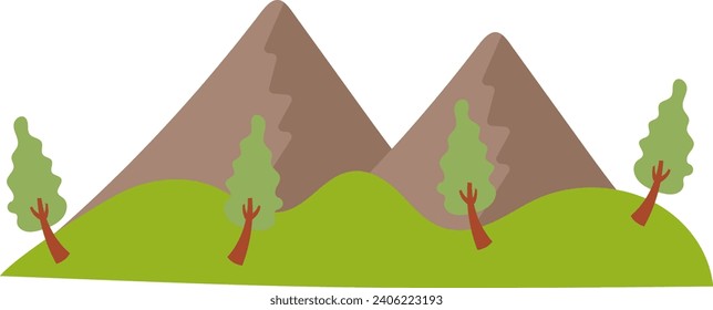 Mountain day icon with flat style forest