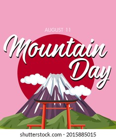 Mountain Day in Japan banner with Mount Fuji illustration