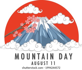 Mountain Day in Japan on August 11 banner with Mount Fuji illustration