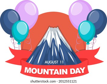 Mountain Day in Japan on August 11 banner with Mount Fuji illustration