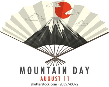 Banner del Día de la Montaña el 11 de agosto con el Monte Fuji en la ilustración japonesa de los fans