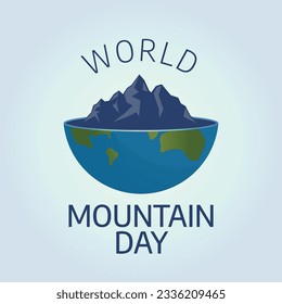 mountain day. world mountain day. international mountain day. flat mountain design. flat illustration. nature scenery.