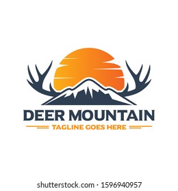 mountain deer animal logo design
