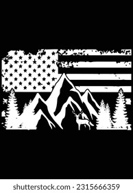 Mountain deer hunting vector art design, eps file. design file for t-shirt. SVG, EPS cuttable design file