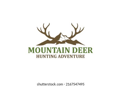 Mountain deer logo icon antler horns minimalist outdoor