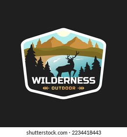 mountain and deer outdoor adventures logo