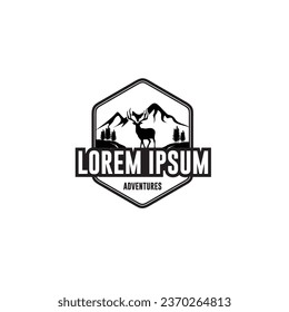 mountain, deer and pine tree vector images, can be use on all media, because made with high resolution