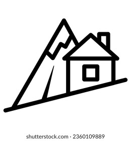 Mountain descent line icon, World snowboard day concept, ski tracks sign on white background, steep descent for skiing icon in outline style for mobile and web design. Vector graphics