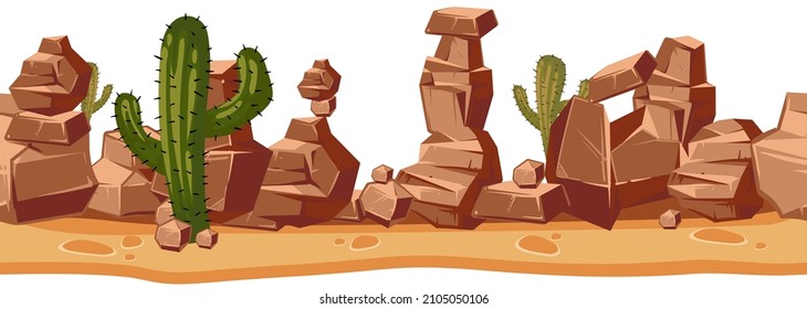 Mountain desert landscape. Horizontal seamless background for western game