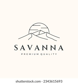 mountain desert line art logo vector minimalist illustration design, savanna wild symbol design