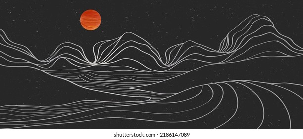 Mountain Desert Line Art Print Abstract Stock Vector (Royalty Free ...