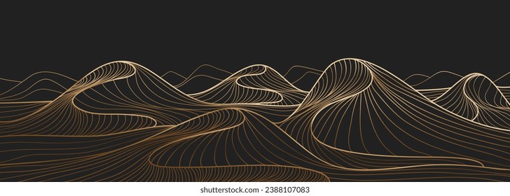 Mountain desert line art print. Abstract mountain contemporary aesthetic backgrounds landscapes. vector illustrations