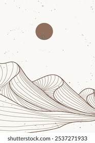 Mountain desert line art print. Abstract mountain contemporary aesthetic backgrounds landscapes. vector illustrations