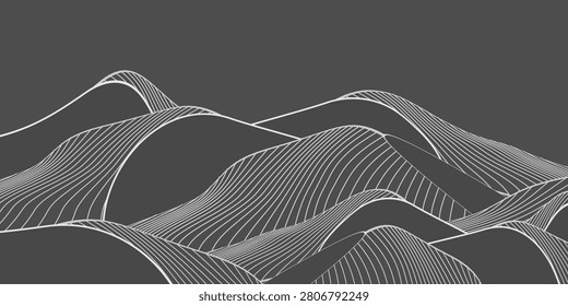 mountain desert line art print. Abstract mountain contemporary aesthetic backgrounds landscapes. vector illustrations