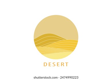 Logotipo de montaña y desierto con patrón de onda de arte de línea, montaña Abstractas y desierto, fondos estéticos.