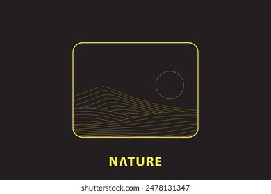 Mountain and Desert logo with line art wave pattern,Abstract Mountain and Desert,aesthetic backgrounds landscapes, Nature line logo