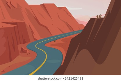 Mountain desert road Vectors Illustrations