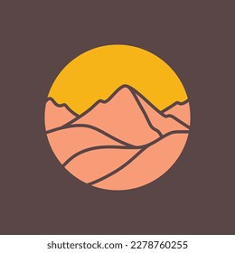 mountain desert sand sunset circle modern minimal colorful logo design vector