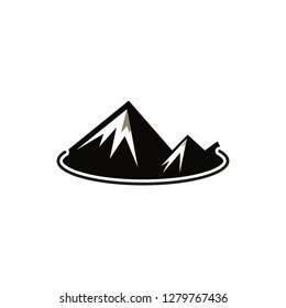 Mountain design element with circle on the bottom