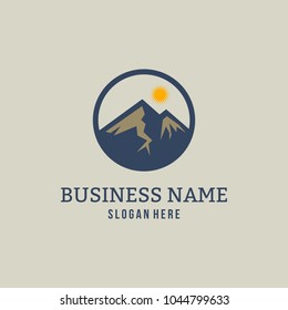 Mountain Design Element in Vintage Style for Logotype, Label, Badge and other design. vector illustration.