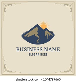 Mountain Design Element in Vintage Style for Logotype, Label, Badge and other design. vector illustration.