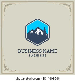 Mountain Design Element in Vintage Style for Logotype, Label, Badge and other design. vector illustration.