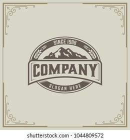 Mountain Design Element in Vintage Style for Logotype, Label, Badge and other design. vector illustration.