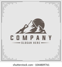 Mountain Design Element in Vintage Style for Logotype, Label, Badge and other design. vector illustration.