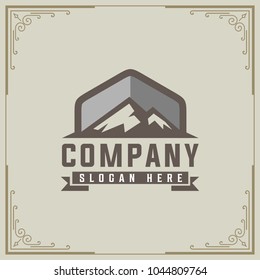 Mountain Design Element in Vintage Style for Logotype, Label, Badge and other design. vector illustration.