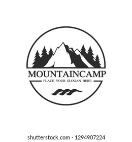 Mountain Design Element in Vintage Style for Logotype, Label, Badge and other design. Adventure retro vector illustration