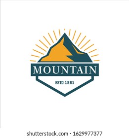 Mountain Design Element in Vintage Style for Logotype, Label, Badge and other design. Adventure retro vector illustration. mountain Idea logo design inspiration