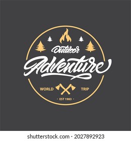 Mountain Design Element in Vintage Style for Logotype, Label, Badge, and other design. Adventure retro vector illustration.